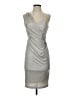 Cache 100% Polyester Metallic Silver Cocktail Dress Size 4 - photo 1
