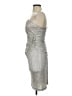 Cache 100% Polyester Metallic Silver Cocktail Dress Size 4 - photo 5