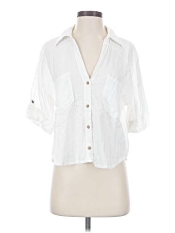 Zara 3/4 Sleeve Button-Down Shirt (view 1)