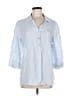 Chico's 100% Linen Blue 3/4 Sleeve Button-Down Shirt Size Med (1) - photo 1