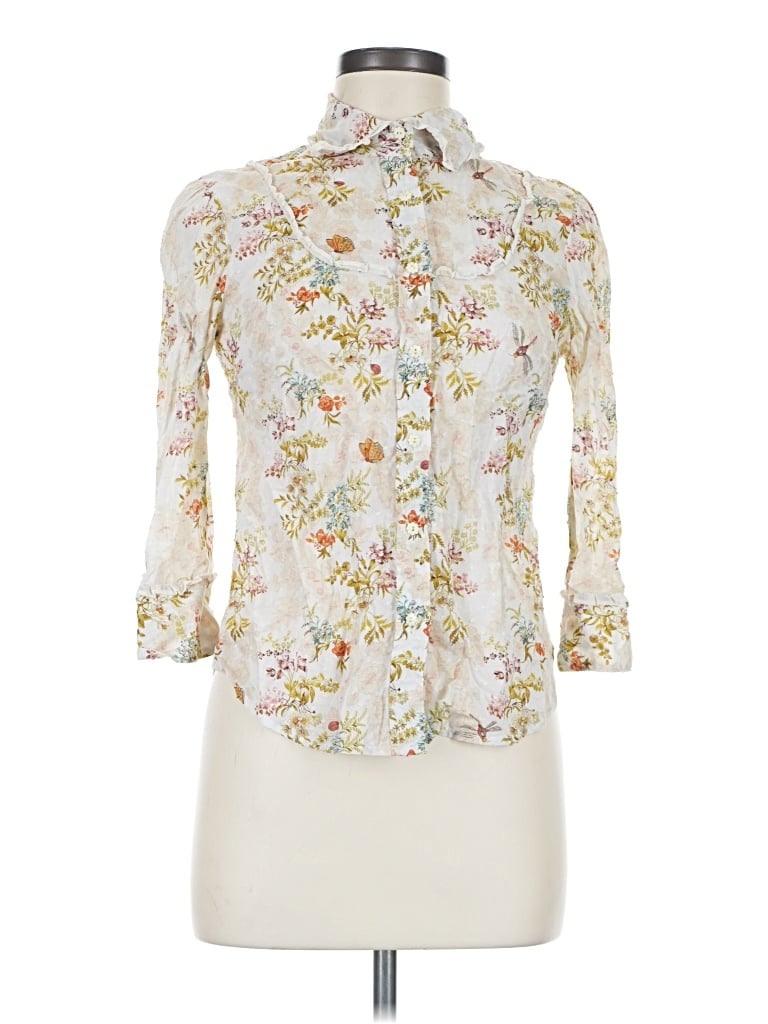 Pre-owned Odille 3/4 Sleeve Blouse In Ivory