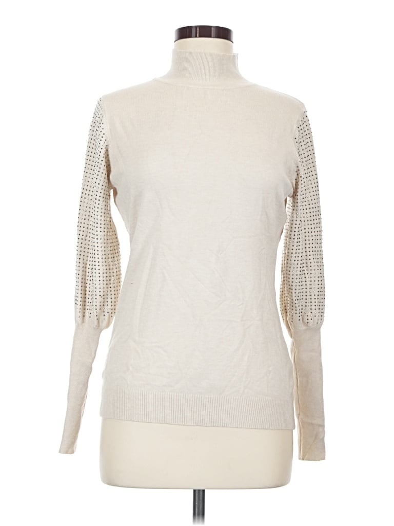 Pre-owned Liv Long Sleeve Top Ivory Turtleneck Tops