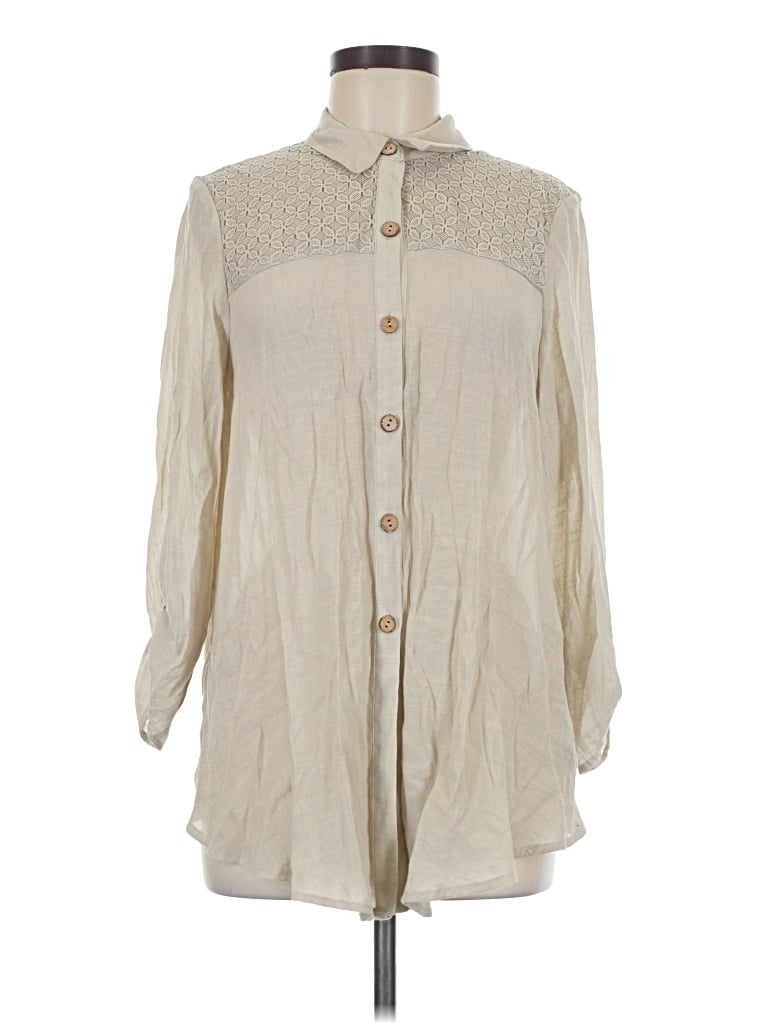 Pre-owned I.n. Studio Long Sleeve Blouse In Ivory