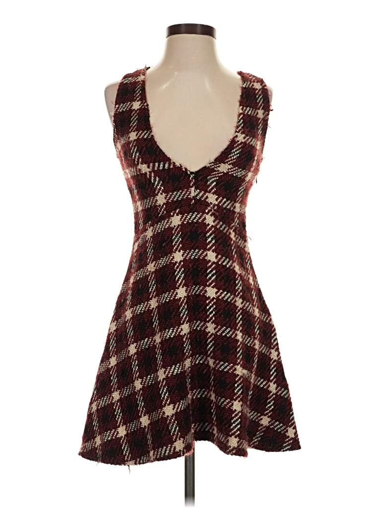 Pre-owned Zara Basic Casual Dress In Burgundy