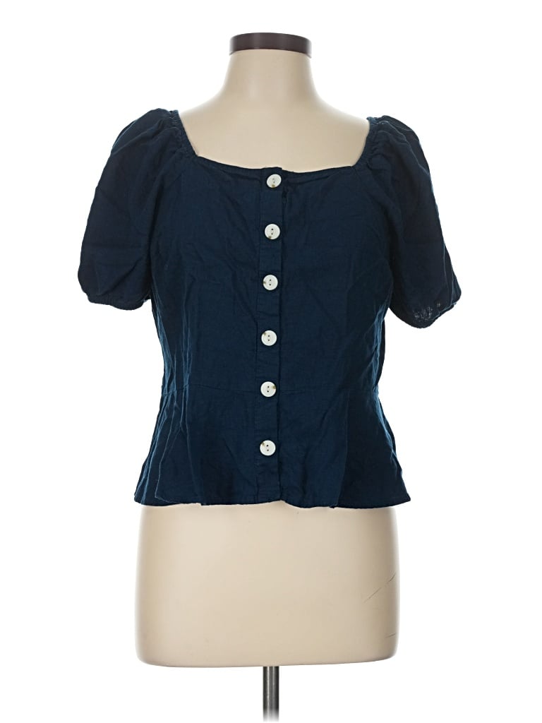 Pre-owned Universal Thread Short Sleeve Blouse In Blue