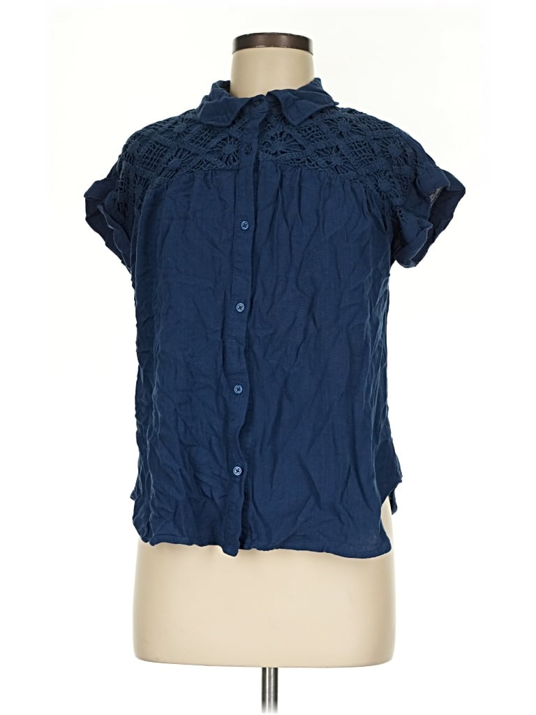 Pre-owned Maurices Short Sleeve Blouse In Blue