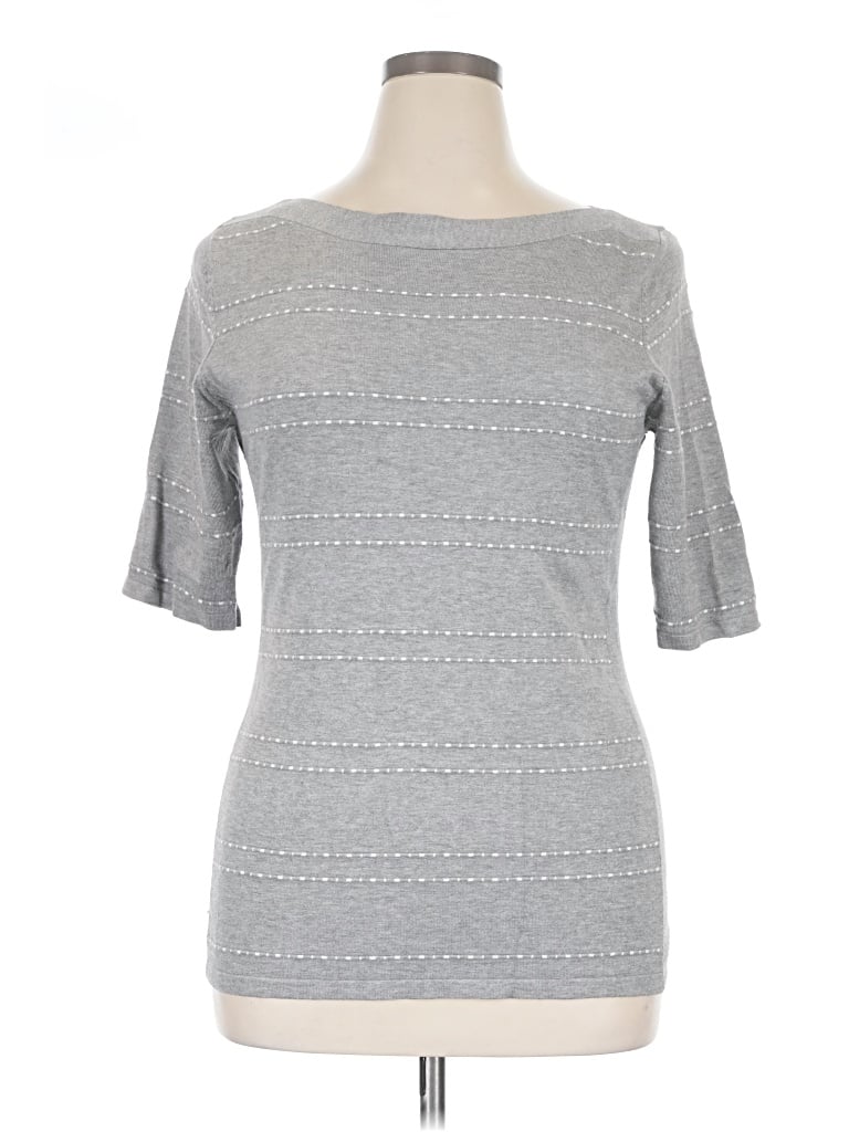 Pre-owned Hannah Short Sleeve Top Gray Boatneck Tops