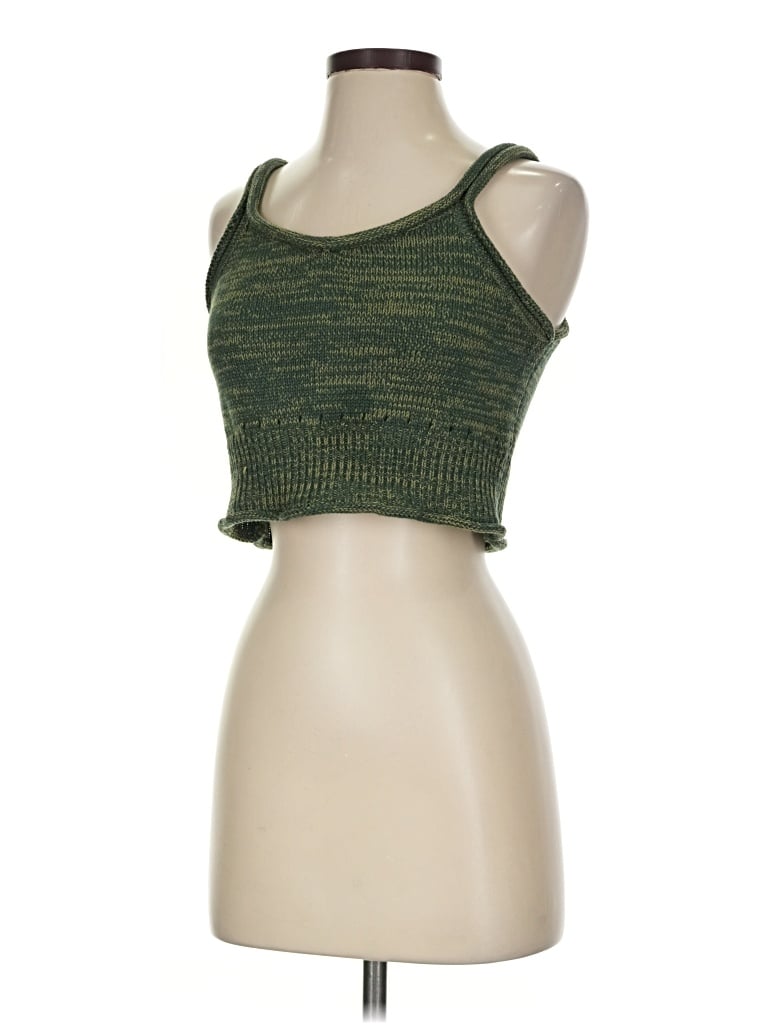 Pre-owned Cider Tank Top Green Strapless Neckline Tops