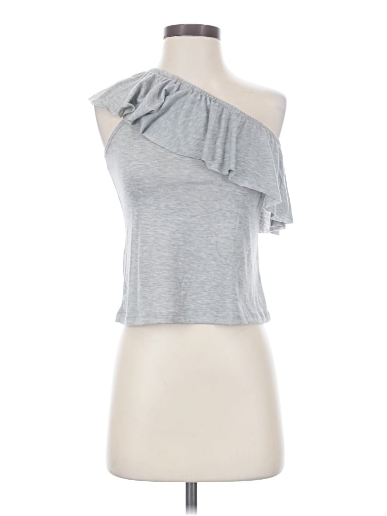 Pre-owned Full Tilt Sleeveless Top Gray One Shoulder Neckline Tops