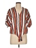 Style Envy Stripes Brown Short Sleeve Blouse Size M - photo 1