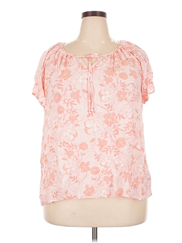 Pre-owned Como Blu Short Sleeve Blouse In Pink