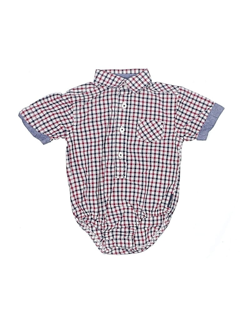 Pre-owned Ben Sherman Babies' Short Sleeve Onesie In Burgundy