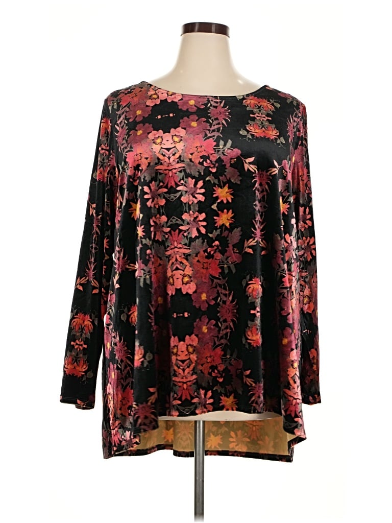 Pre-owned Intro Long Sleeve Blouse In Burgundy
