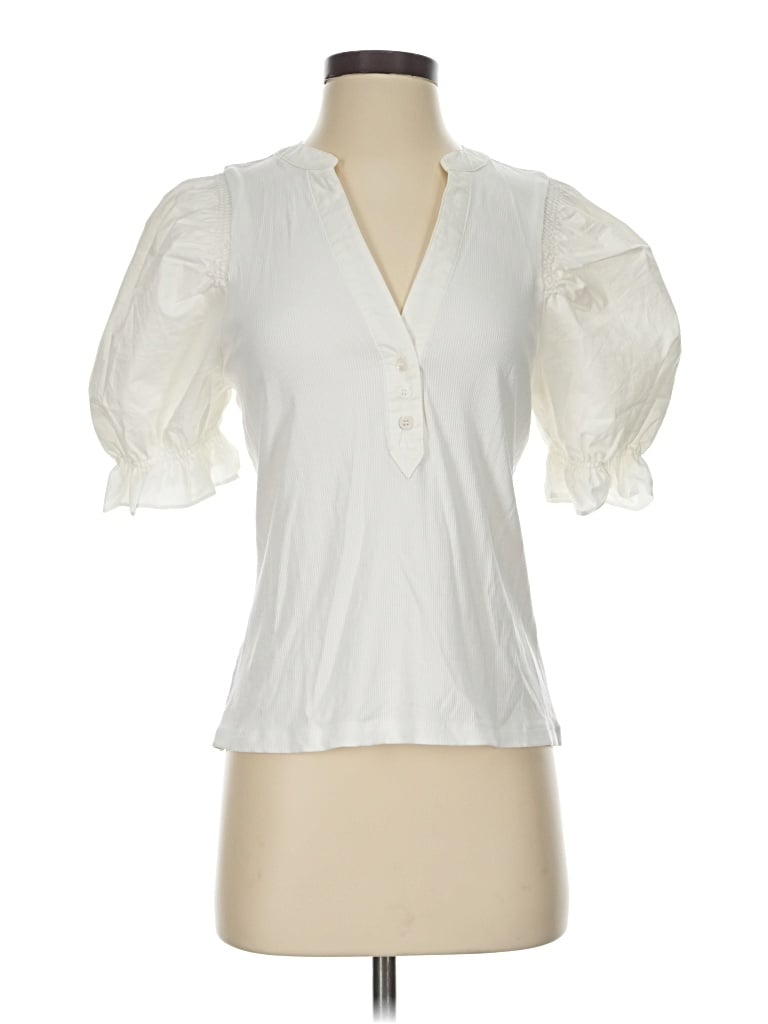 Pre-owned Pomander Place Short Sleeve Blouse In Ivory