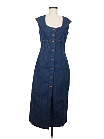 Madewell Denim Square-Neck Midi Dress in Benton Wash (view 1)