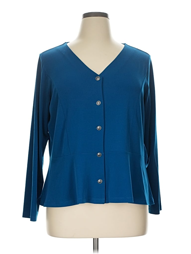 Pre-owned Susan Graver Long Sleeve Blouse In Blue