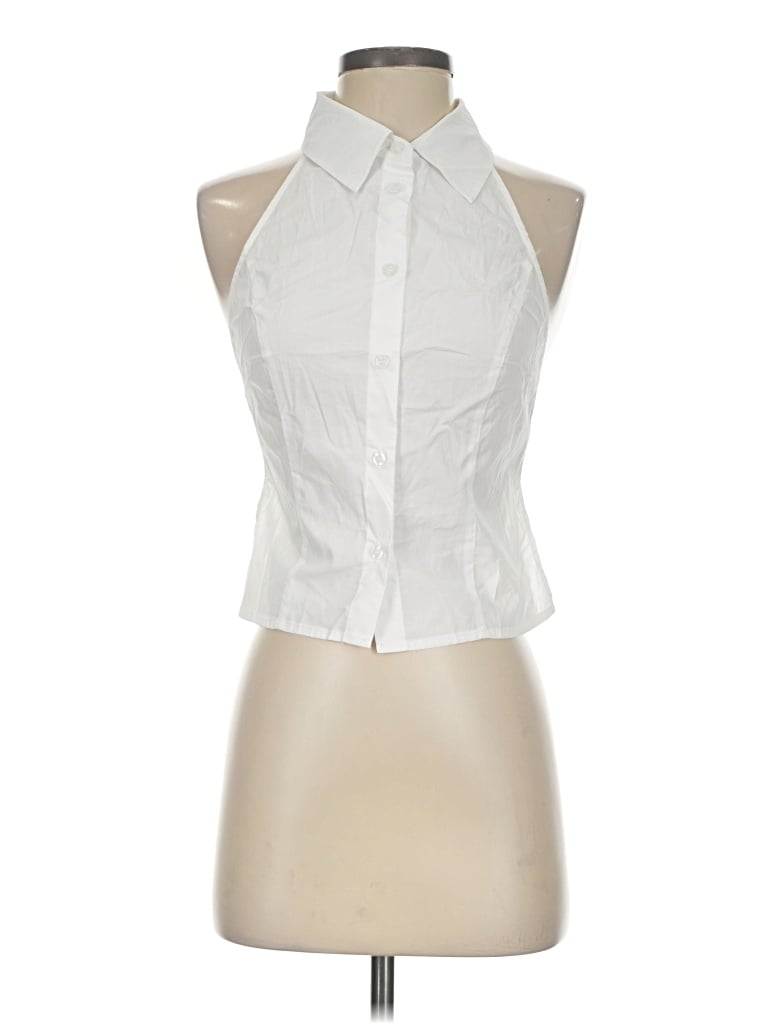 Pre-owned Edikted Sleeveless Button Down Shirt In White