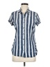 Derek Heart Stripes Blue Short Sleeve Button-Down Shirt Size M - photo 1