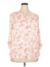 Basic Editions 100% Polyester Floral Ivory 3/4 Sleeve Blouse Size XXL - photo 1