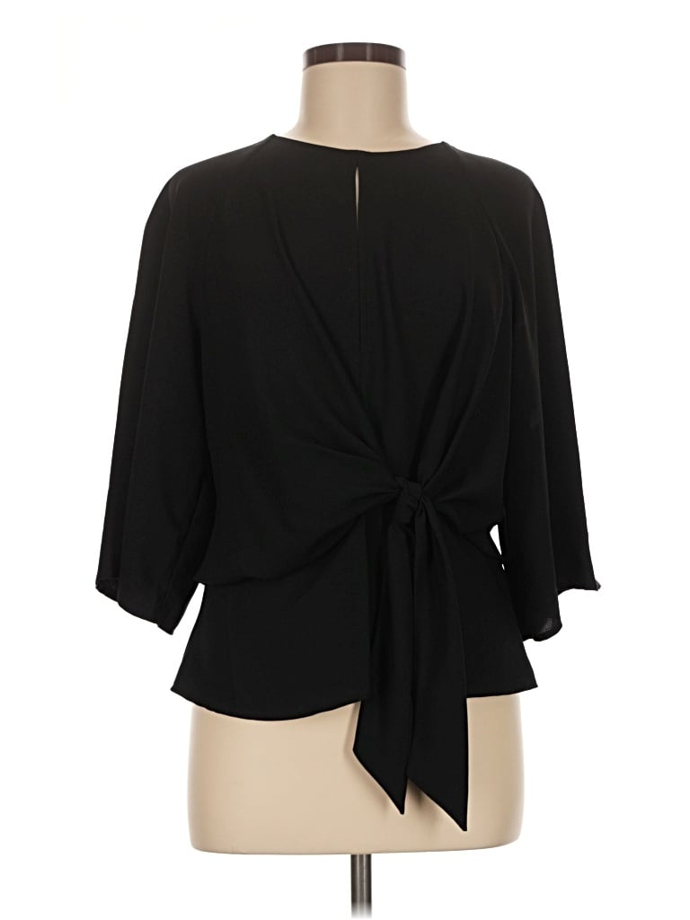 Pre-owned Topshop 3/4 Sleeve Blouse In Black