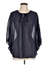 Glam 100% Polyester Blue 3/4 Sleeve Blouse Size L - photo 1