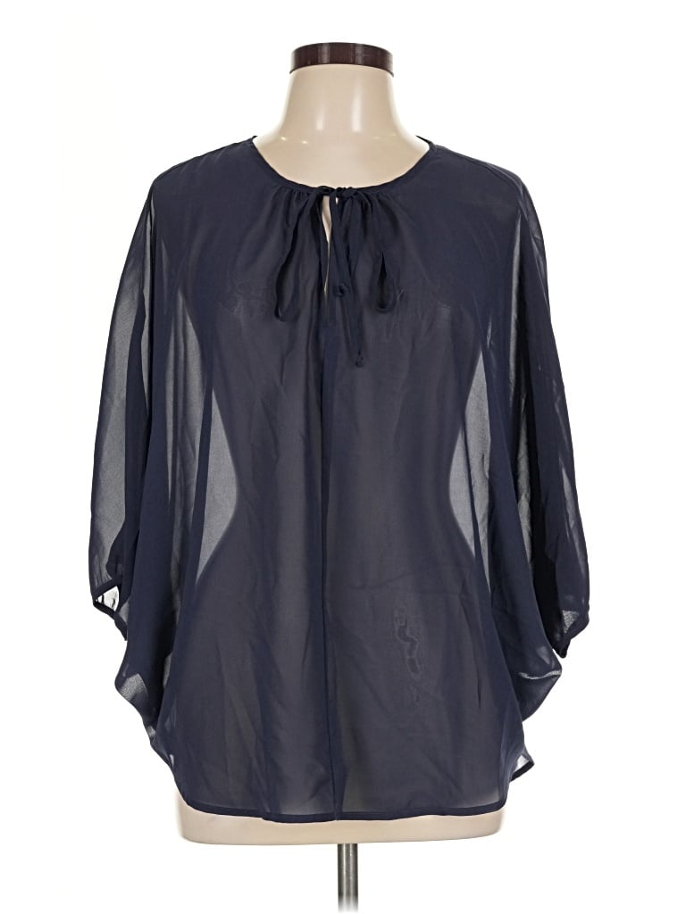 Pre-owned Glam 3/4 Sleeve Blouse In Blue
