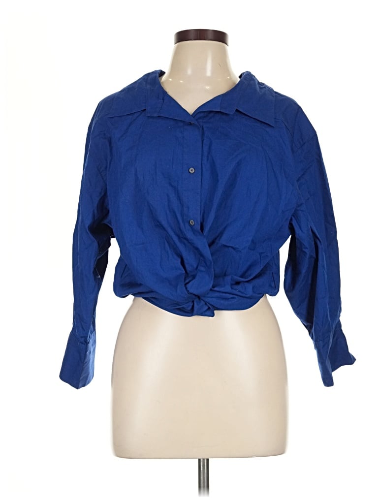 Alix Nyc 3/4 Sleeve Button Down Shirt In Blue