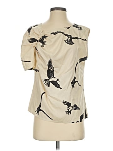 Whit Short Sleeve Silk Top (view 1)