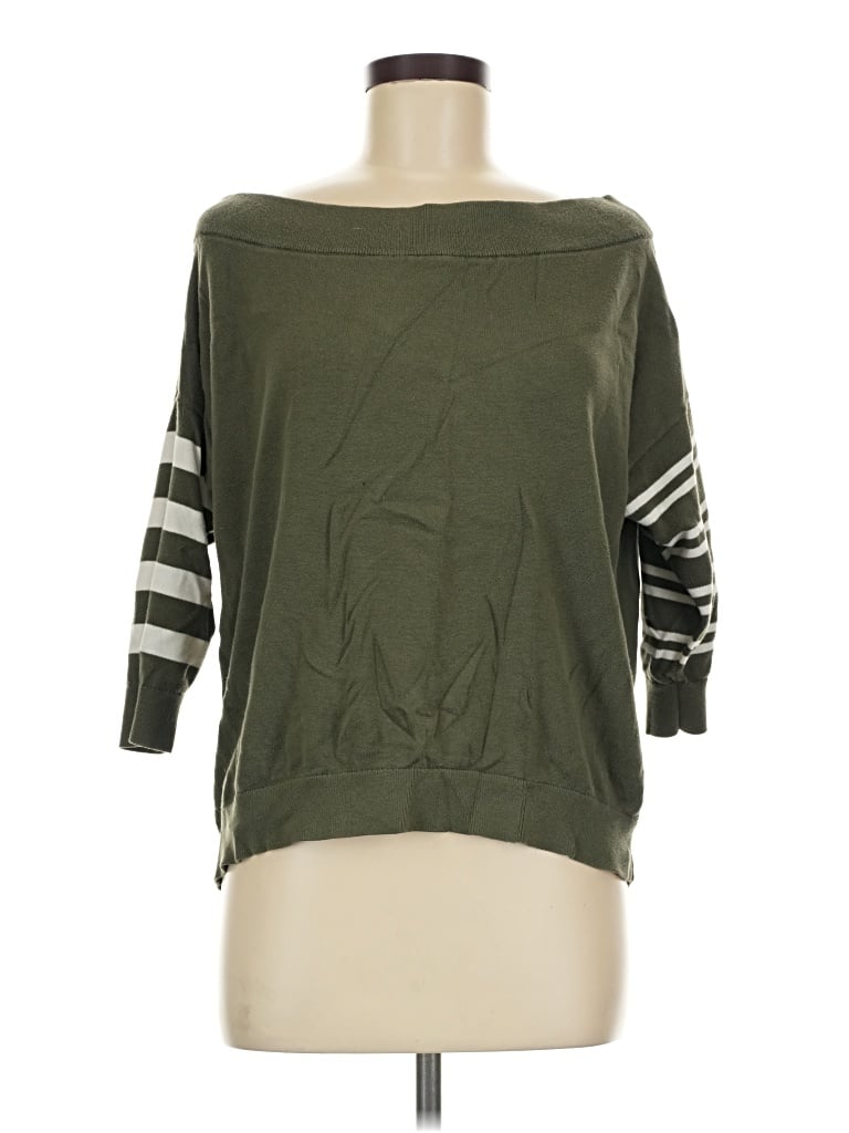 Pre-owned Express 3/4 Sleeve T-shirt In Green