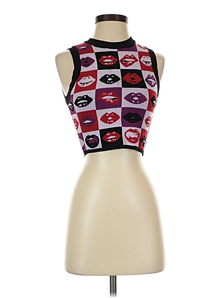 Pre-owned Garage Sleeveless Top Burgundy Strapless Neckline Tops