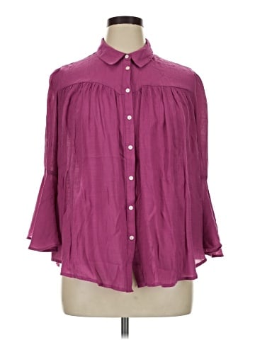 Cato 3/4 Sleeve Button-Down Shirt (view 1)