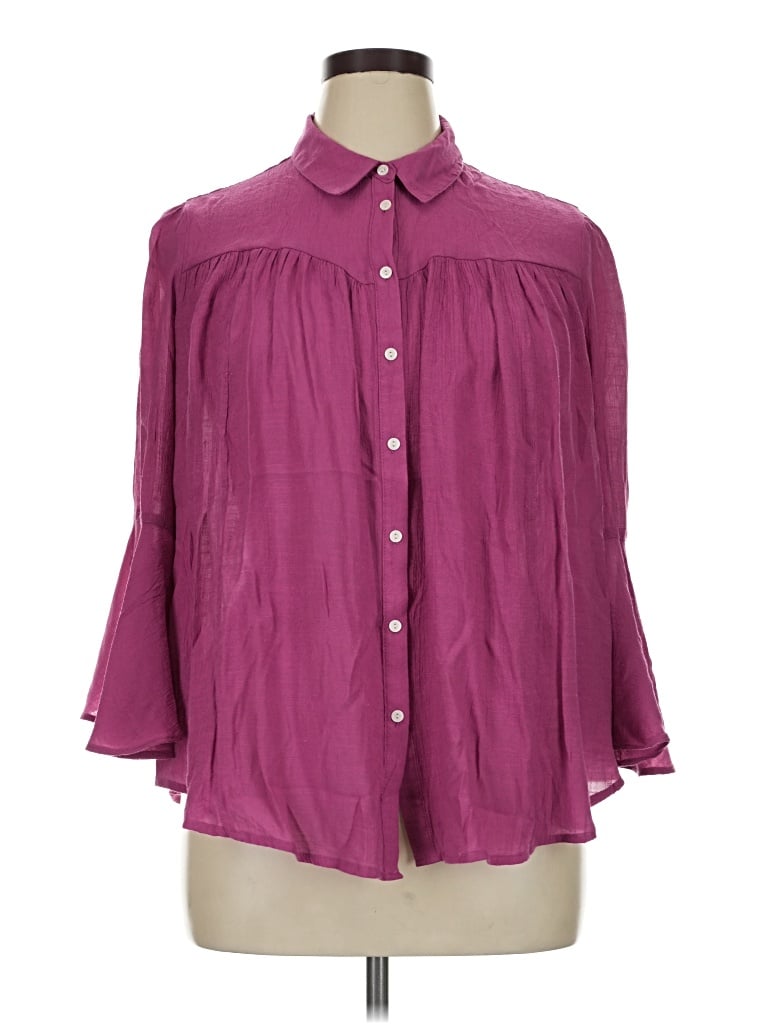 Pre-owned Cato 3/4 Sleeve Button Down Shirt In Purple