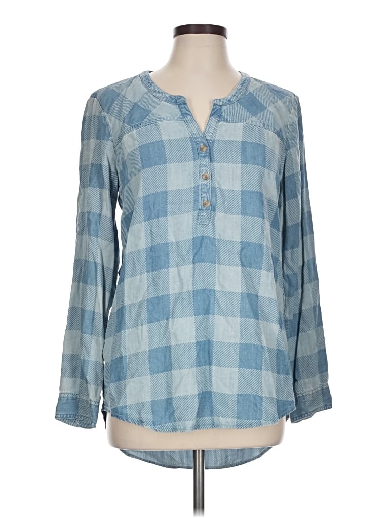 Pre-owned Eddie Bauer Long Sleeve Blouse In Blue