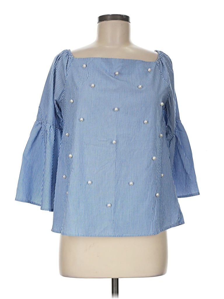 Pre-owned Assorted Brands 3/4 Sleeve Blouse In Blue