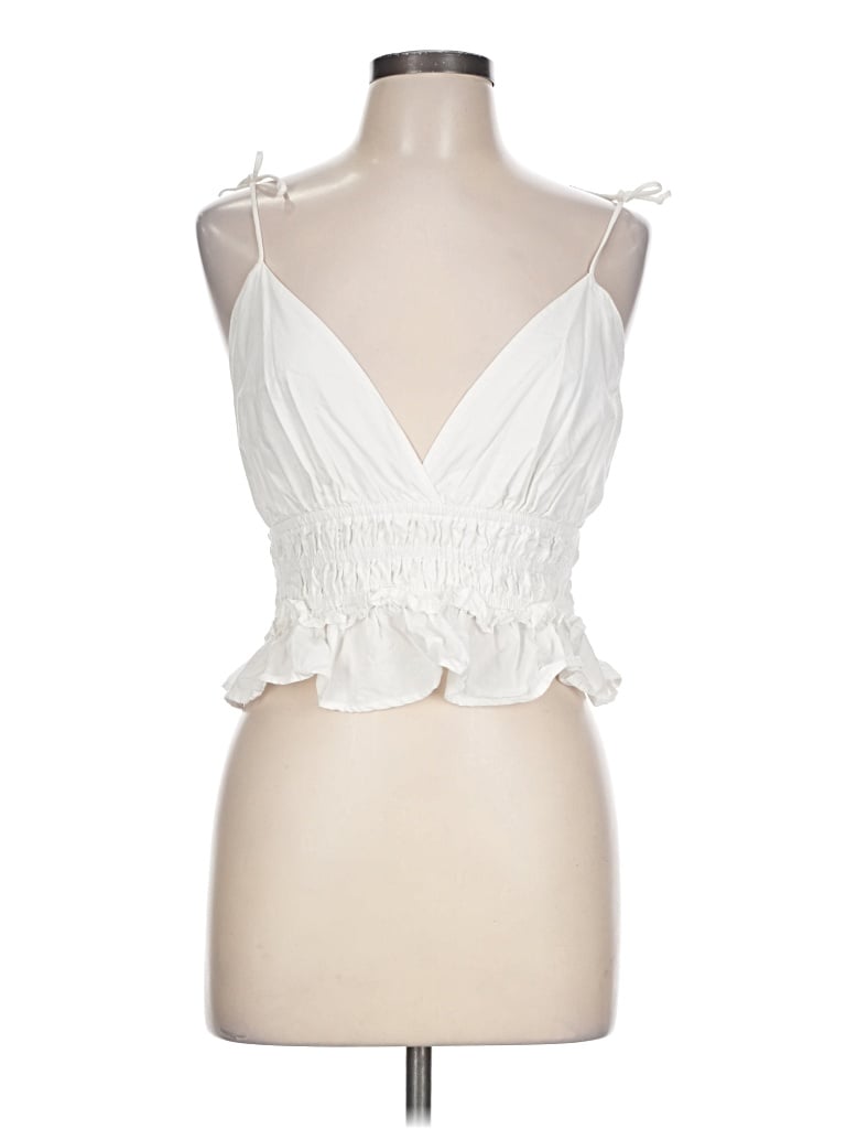 Pre-owned Sim & Sam Sleeveless Blouse In White