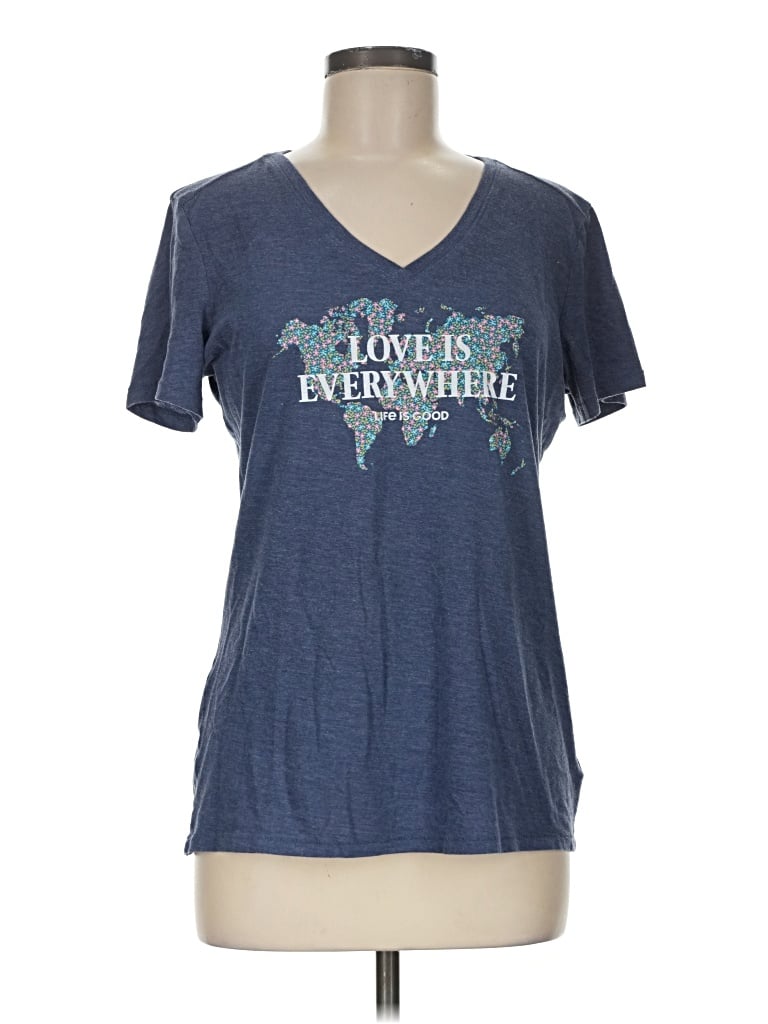 Pre-owned Life Is Good Short Sleeve T-shirt In Blue