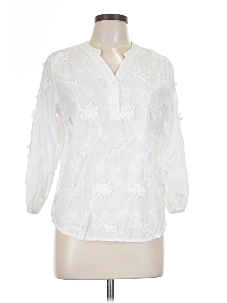Pre-owned Kindred 3/4 Sleeve Blouse In White