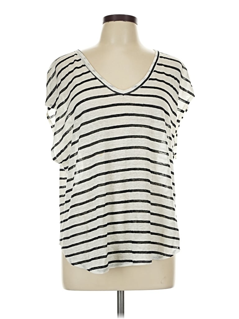 Pre-owned Chaser Short Sleeve Top Ivory Scoop Neck Tops
