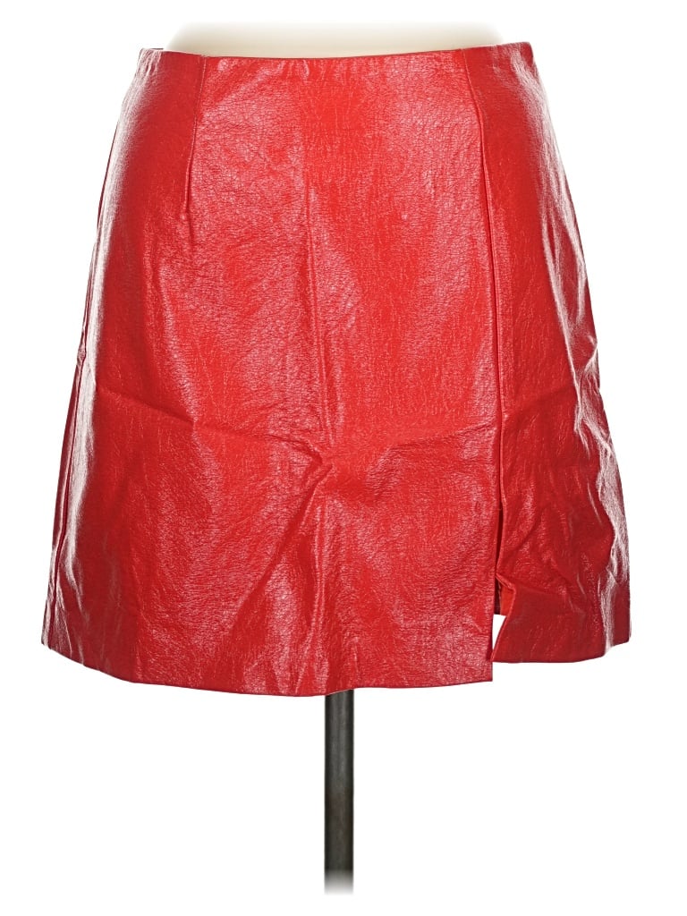 Pre-owned Hutch Faux Leather Skirt In Red
