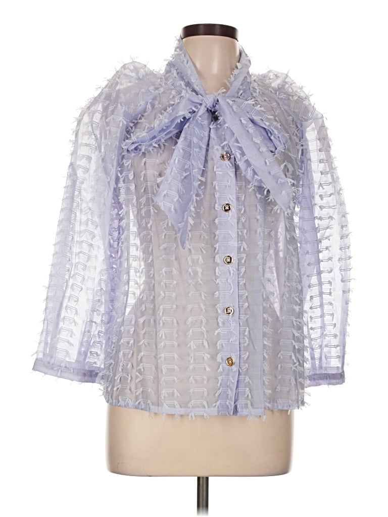 Pre-owned Buru 3/4 Sleeve Blouse In Blue
