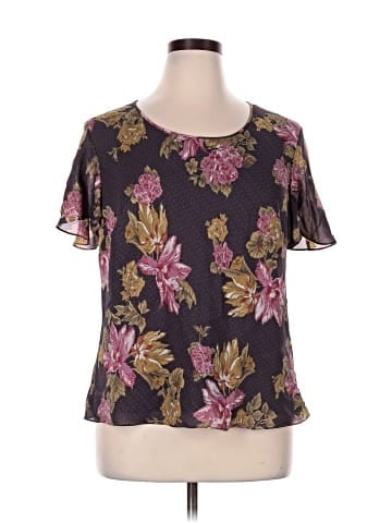 Jones New York Short Sleeve Silk Top (view 1)
