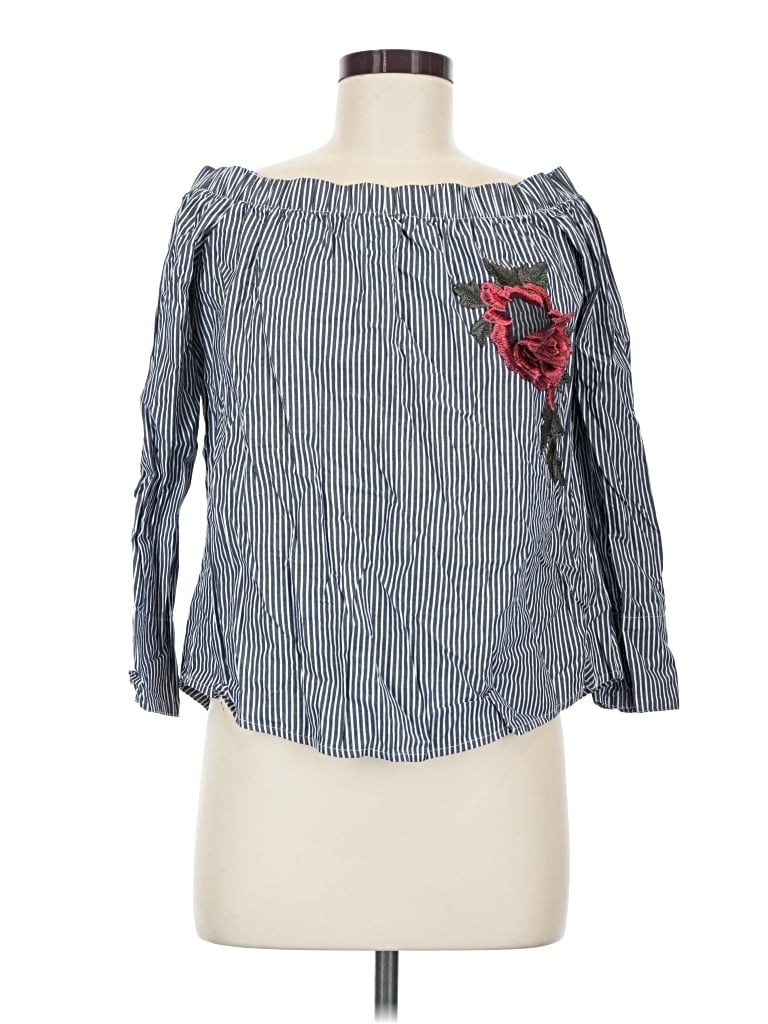 Pre-owned Active Usa 3/4 Sleeve Blouse In Blue