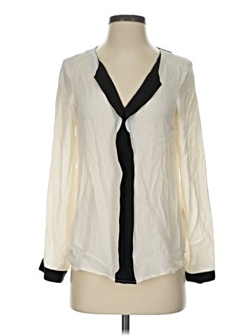 Ecru Long Sleeve Silk Top (view 1)