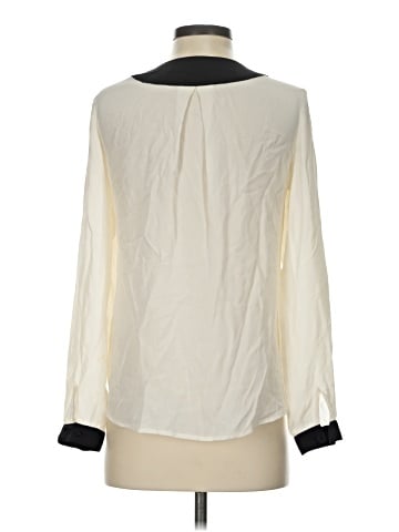 Ecru Long Sleeve Silk Top (view 2)