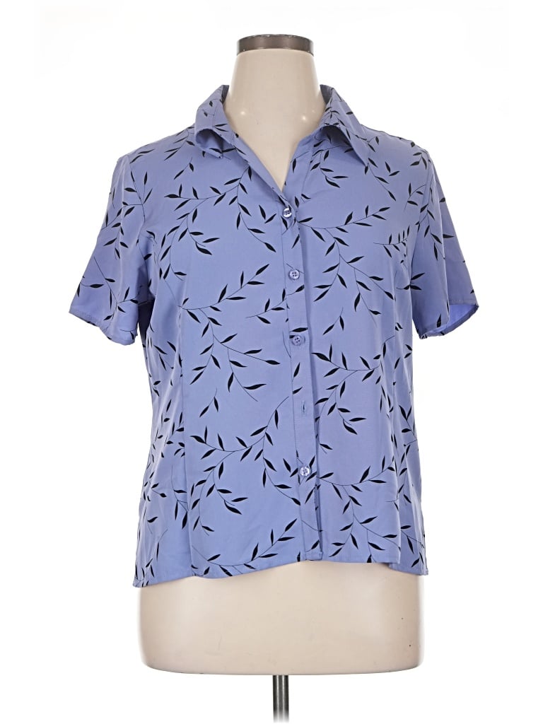 Pre-owned Elementz Short Sleeve Blouse In Blue