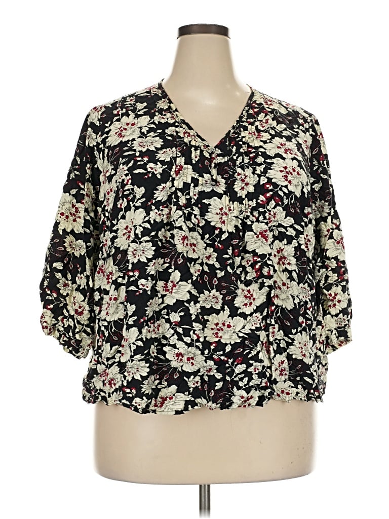 Pre-owned Fun2fun 3/4 Sleeve Blouse In Black