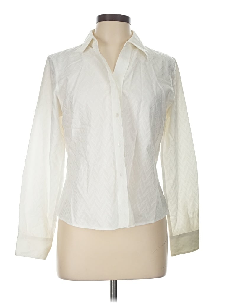 Pre-owned Foxcroft Long Sleeve Blouse In Ivory