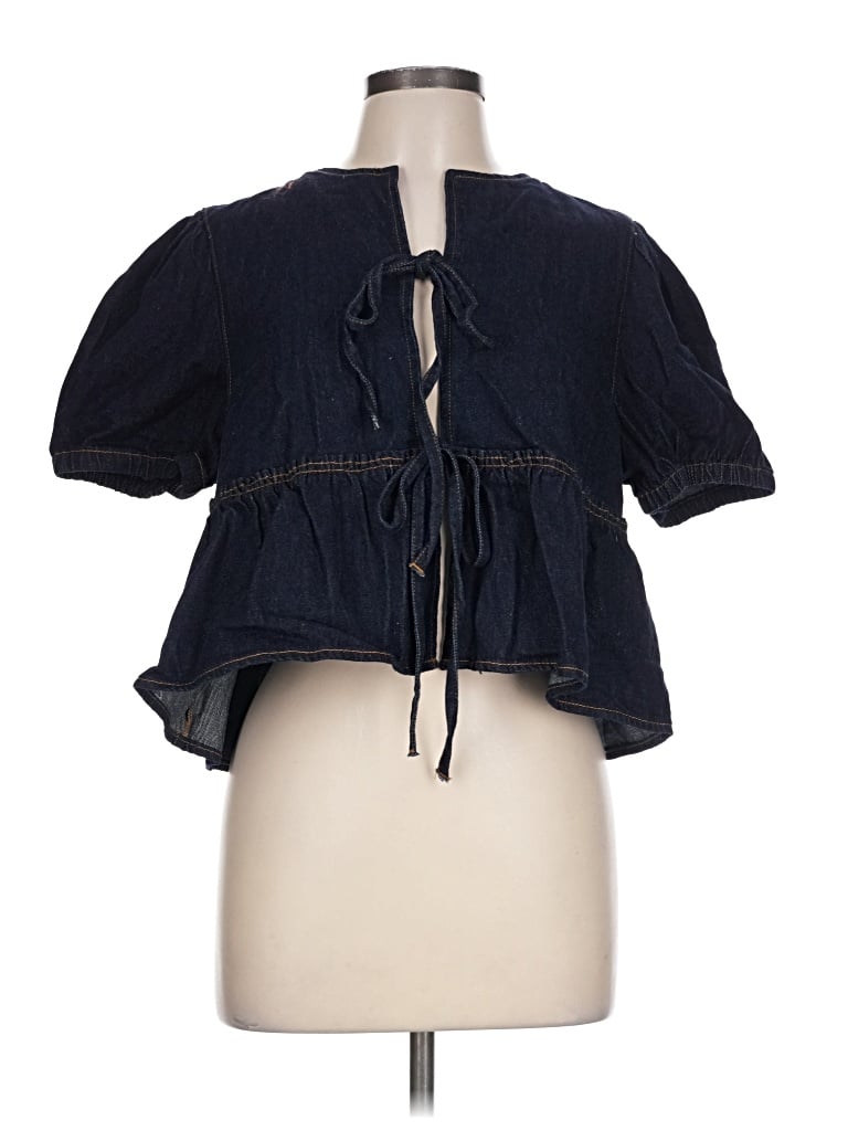 Cider Short Sleeve Blouse In Blue