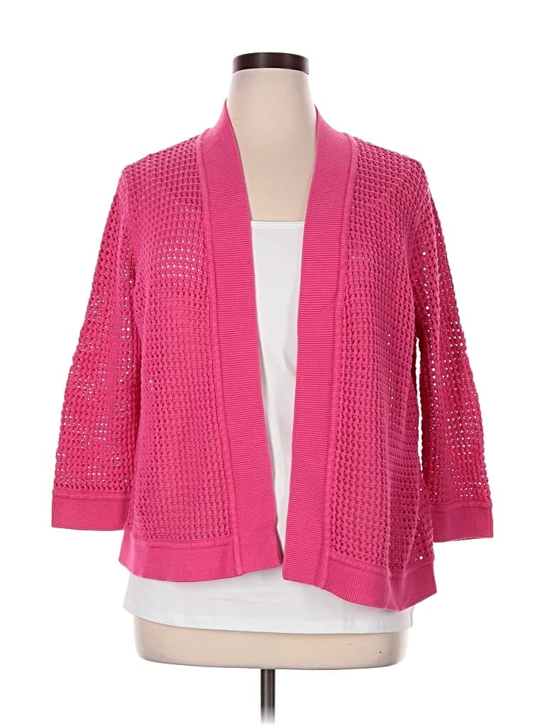 Pre-owned Jones Studio Cardigan Sweater In Pink