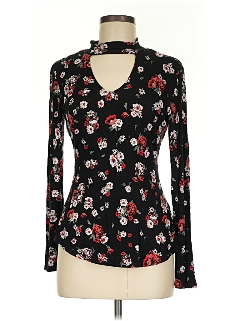 Pre-owned Ultra Flirt Long Sleeve Blouse In Black